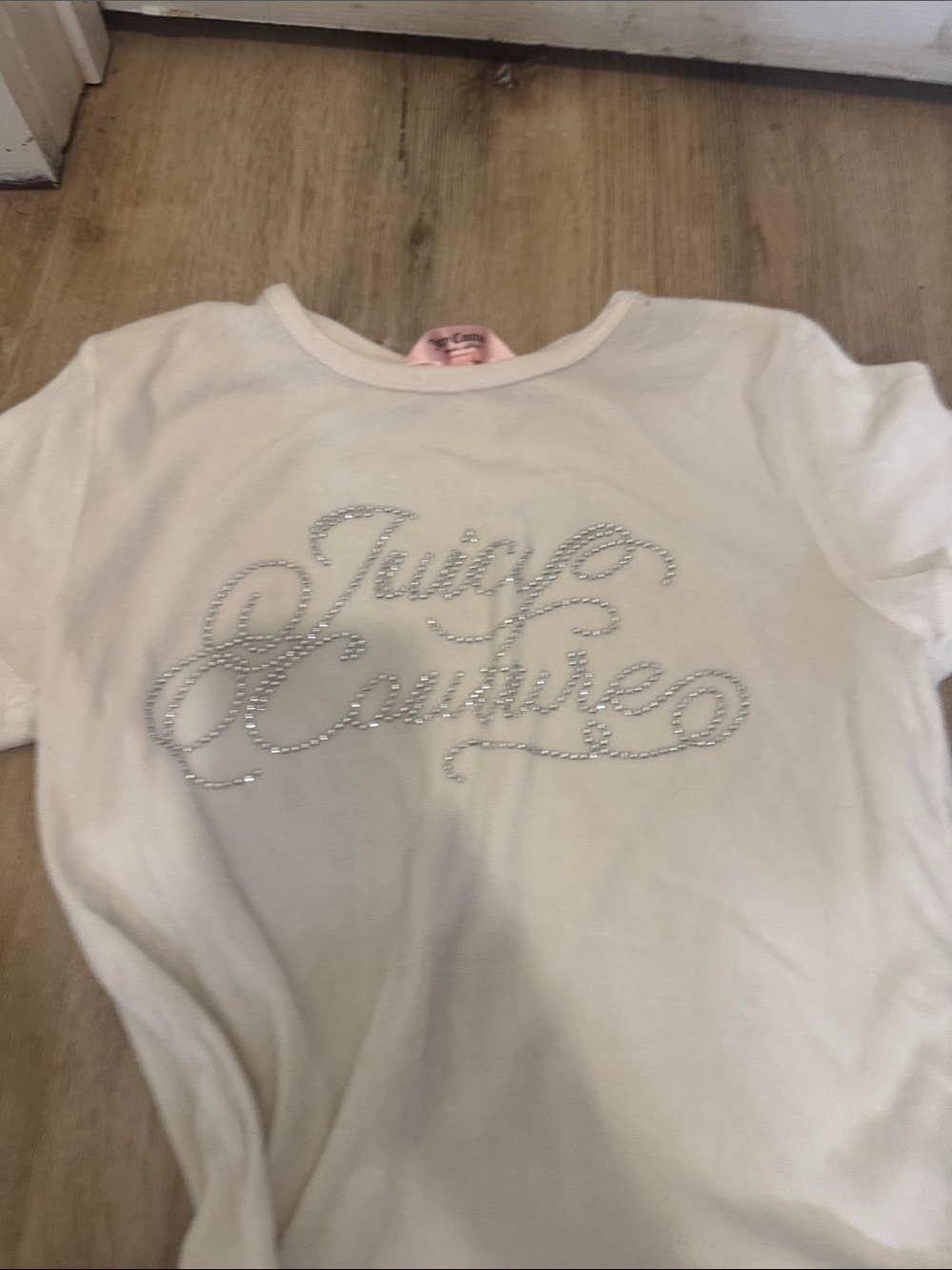 Juicy Couture White Tee and Shorts Set with Rhinestone Logo - Picture 2 of 4